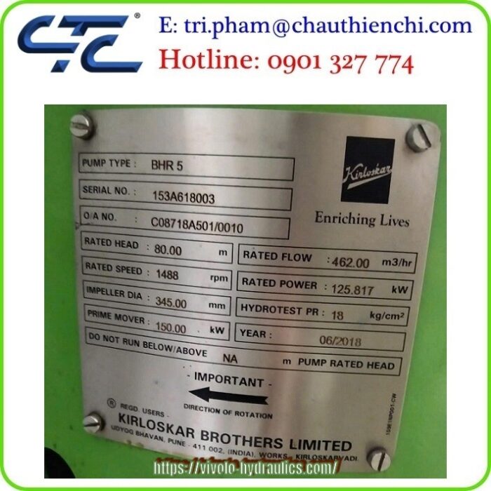 Máy bơm bù áp Kirloskar trụ sở tại TP.HCM